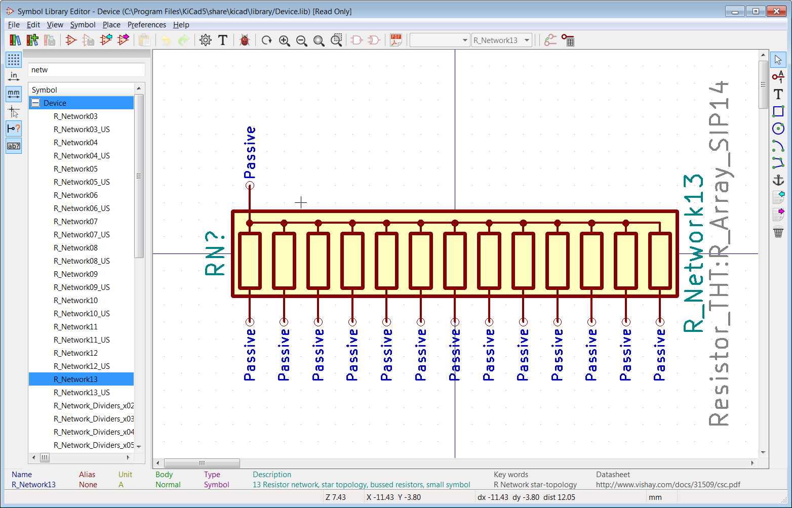 Footprint editor frustration 15 resistor DIP array Library Symbols